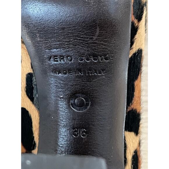 L’Autre Chose Leopard Print Calf Hair Leather Heels Platform Peep Toe Flower - Picture 9 of 10